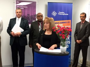 Discours de Madeleine Meilleur, ministre déléguée aux Affaires francophones de l'Ontario. (Crédit photo : Dominique Lelièvre)