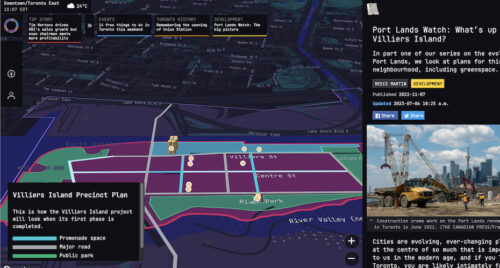 Catpure d'écran d'une carte interactive de Toronto
